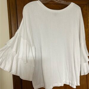 Falls Creek White Flowy Ruffle Sleeve Blouse